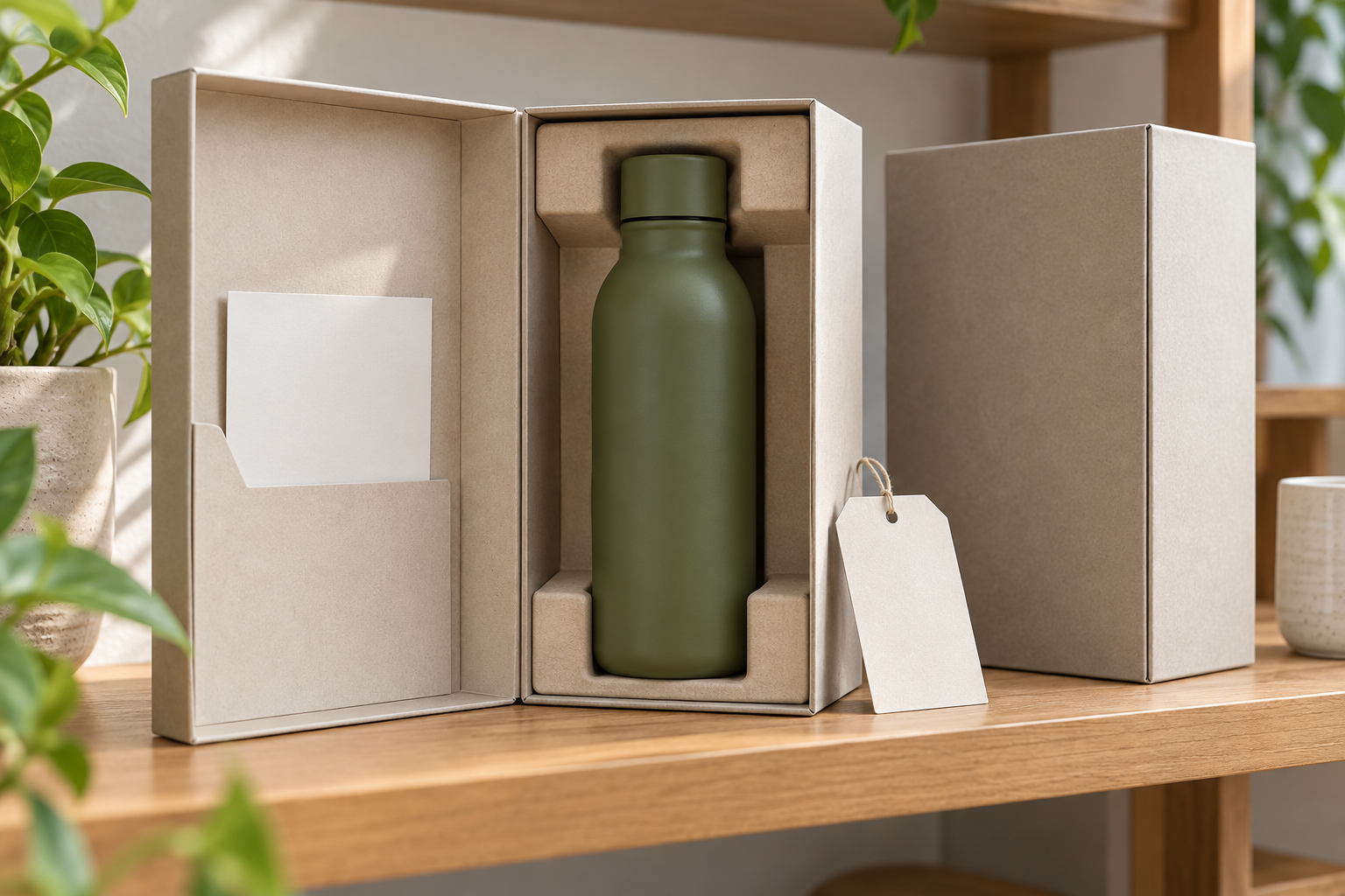 AI concept of a retained bottle reference in a protective storage box beside a blank inventory card and sample tag
