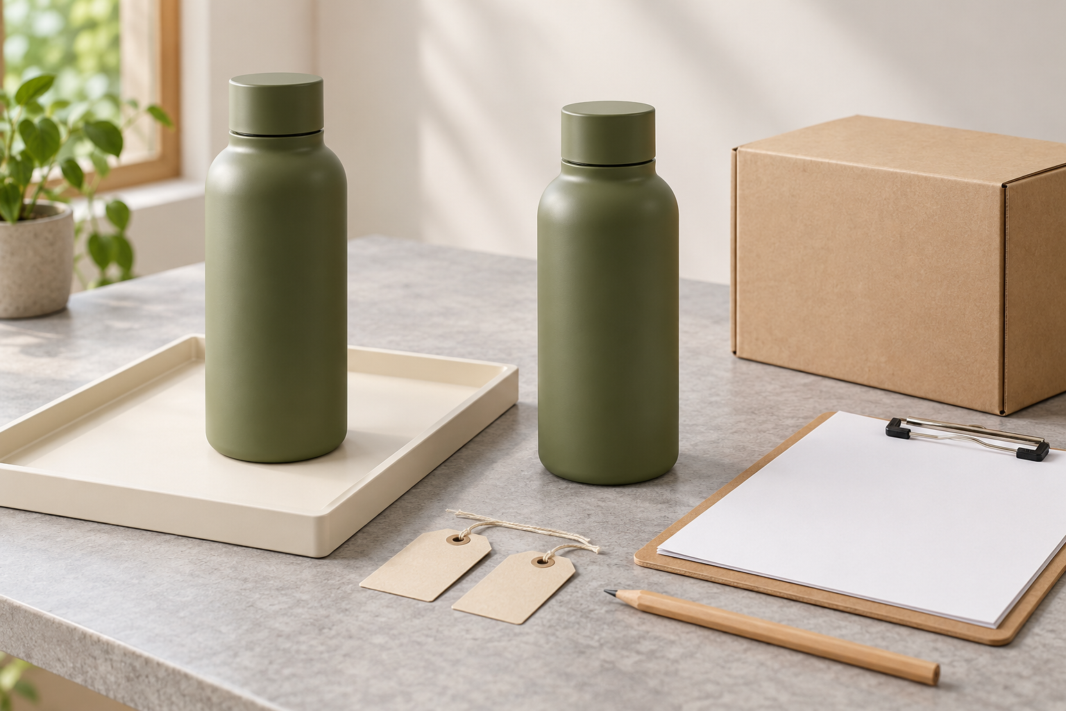 AI concept of a retained bottle reference and a repeat-order comparison sample beside blank review paperwork